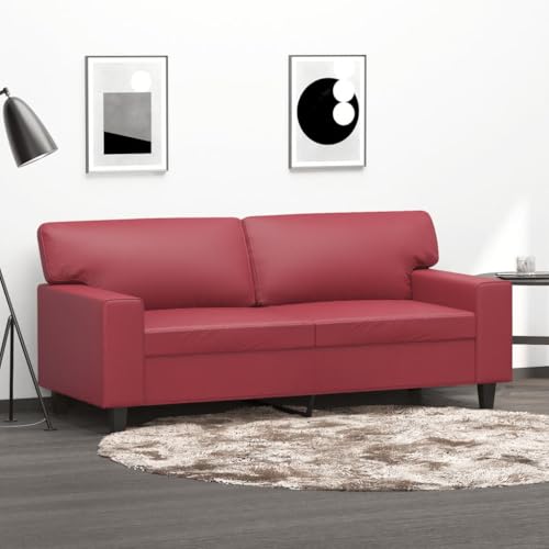 Massbinet Moderne Schlafsofa Einfache Montage Sofas Bequemes Sofa für Wohnzimmer Schlafzimmer 2-Sitzer-Sofa Weinrot 140 cm Kunstleder von Massbinet