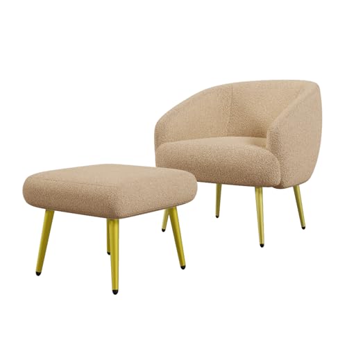 Massbinet Moderner Sherpa-Polsterstuhl mit Fußhocker – Wohnzimmersessel, ergonomisches Design, goldene Beine, luxuriöser Komfort Brown Massbinet Moderner Sherpa-Polsterstuhl mit Fußhocker – Wohnzimmersessel, ergonomisches Design, goldene Beine, luxuriöser Komfort Brown von Massbinet