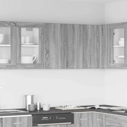 Massbinet Moderner Stil Anti-Kipp-Design Holz für Mehrzweckschrank Vorratsschrank für Küche, Wohnzimmer, Esszimmer Hängeschrank Lyon Grau Sonoma 60x31x60 cm Holzwerkstoff von Massbinet