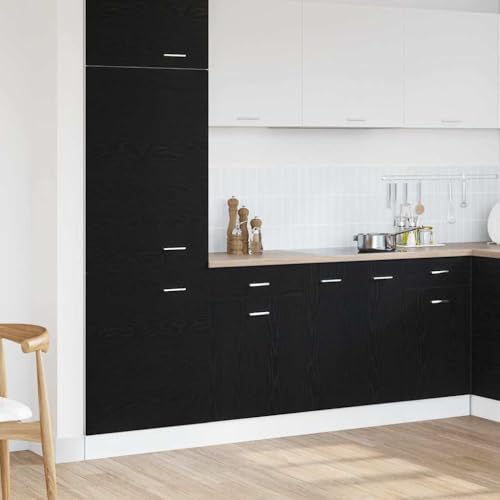 Massbinet Moderner Stil Anti-Kipp-Design Holz für Mehrzweckschrank Vorratsschrank für Küche, Wohnzimmer, Esszimmer Schubladenschrank mit Regal Schwarze Eiche 50 x 46 x 81.5 cm von Massbinet