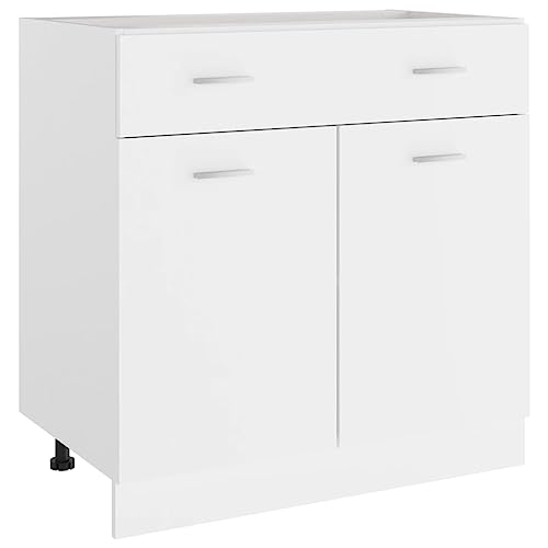 Massbinet Moderner Stil Anti-Kipp-Design Holz für Mehrzweckschrank Vorratsschrank für Küche, Wohnzimmer, Esszimmer Schubunterschrank Lyon Weiß 80x46x81,5 cm Holzwerkstoff von Massbinet