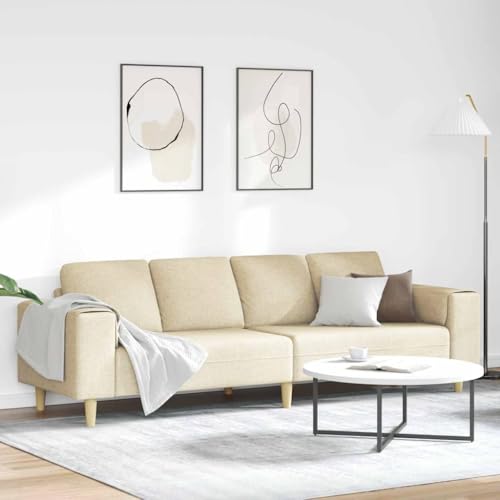 Massbinet Modernes Couch für Wohnzimmer Bezug aus Samt für Wohnungen Kleinen Raum Holzgestell Einfacher Aufbau Sofa Set Creme Stoff von Massbinet