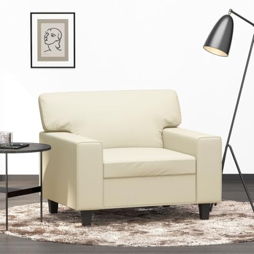 Massbinet Modernes Sofa Kleine Stoffcouch mit Armlehne Mini Sofas für Wohnzimmer Wohnung Büro Einfache Montage Sessel Creme 60 cm Kunstleder von Massbinet