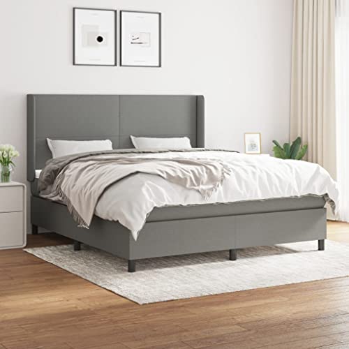 Massbinet Modisch Doppelbett mit Topper Polsterbett Freistehendes Bett Bettgestell für Schlafzimmer Boxspringbett mit Matratze Dunkelgrau 160x200 cm Stoff Massbinet Modisch Doppelbett mit Topper Polsterbett Freistehendes Bett Bettgestell für Schlafzimmer Boxspringbett mit Matratze Dunkelgrau 160x200 cm Stoff von Massbinet