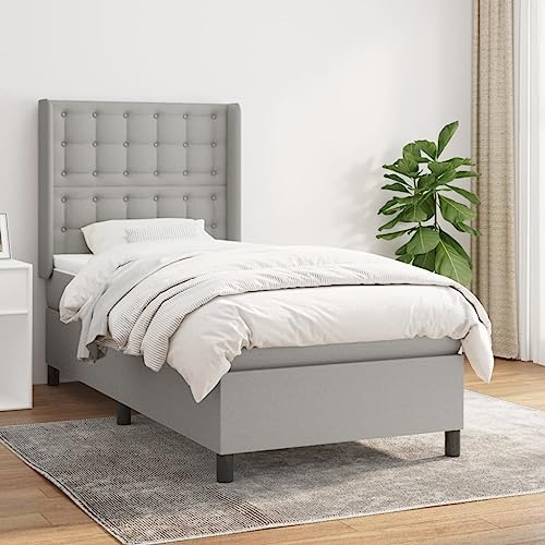 Massbinet Modisch Doppelbett mit Topper Polsterbett Freistehendes Bett Bettgestell für Schlafzimmer Boxspringbett mit Matratze Hellgrau 80x200 cm Stoff Massbinet Modisch Doppelbett mit Topper Polsterbett Freistehendes Bett Bettgestell für Schlafzimmer Boxspringbett mit Matratze Hellgrau 80x200 cm Stoff von Massbinet