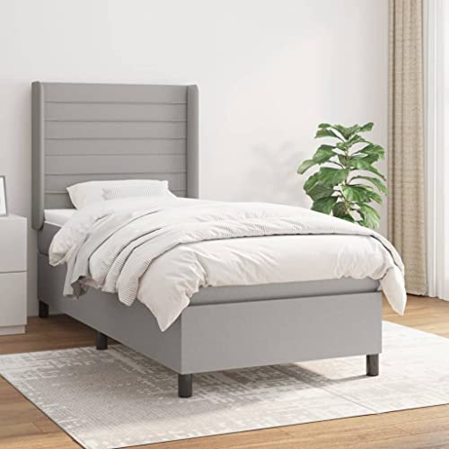 Massbinet Modisch Doppelbett mit Topper Polsterbett Freistehendes Bett Bettgestell für Schlafzimmer Boxspringbett mit Matratze Hellgrau 80x200 cm Stoff Massbinet Modisch Doppelbett mit Topper Polsterbett Freistehendes Bett Bettgestell für Schlafzimmer Boxspringbett mit Matratze Hellgrau 80x200 cm Stoff von Massbinet