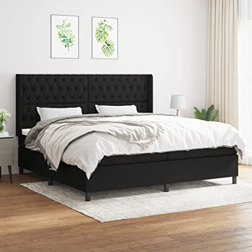 Massbinet Modisch Doppelbett mit Topper Polsterbett Freistehendes Bett Bettgestell für Schlafzimmer Boxspringbett mit Matratze Schwarz 200x200 cm Stoff Massbinet Modisch Doppelbett mit Topper Polsterbett Freistehendes Bett Bettgestell für Schlafzimmer Boxspringbett mit Matratze Schwarz 200x200 cm Stoff von Massbinet