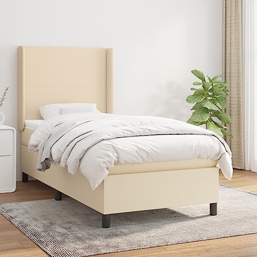Massbinet Modisch Polsterbett Moderne Doppelbett und Großer Kopfteil Bettgestell mit Lattenrost Boxspringbett mit Matratze Creme 80x200 cm Stoff Massbinet Modisch Polsterbett Moderne Doppelbett und Großer Kopfteil Bettgestell mit Lattenrost Boxspringbett mit Matratze Creme 80x200 cm Stoff von Massbinet