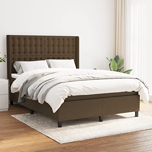 Massbinet Modisch Polsterbett Moderne Doppelbett und Großer Kopfteil Bettgestell mit Lattenrost Boxspringbett mit Matratze Dunkelbraun 140x200 cm Stoff Massbinet Modisch Polsterbett Moderne Doppelbett und Großer Kopfteil Bettgestell mit Lattenrost Boxspringbett mit Matratze Dunkelbraun 140x200 cm Stoff von Massbinet