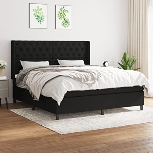 Massbinet Modisch Polsterbett Moderne Doppelbett und Großer Kopfteil Bettgestell mit Lattenrost Boxspringbett mit Matratze Schwarz 160x200 cm Stoff Massbinet Modisch Polsterbett Moderne Doppelbett und Großer Kopfteil Bettgestell mit Lattenrost Boxspringbett mit Matratze Schwarz 160x200 cm Stoff von Massbinet
