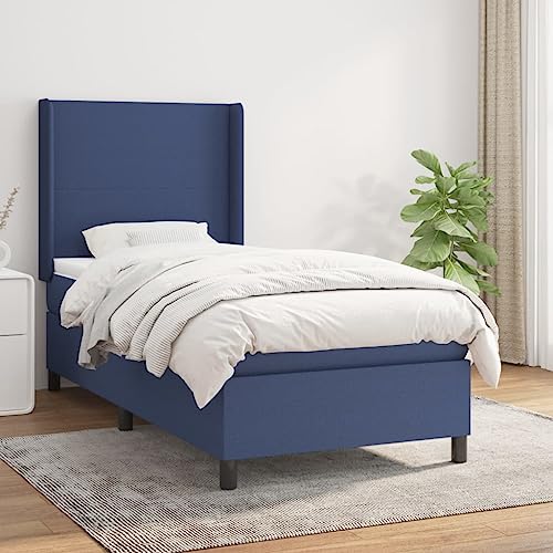 Massbinet Modisch Polsterbett mit Matratzentopper Einzelbett Topper Federmatratze Bett für Schlafzimmer Boxspringbett mit Matratze Blau 90x190 cm Stoff Massbinet Modisch Polsterbett mit Matratzentopper Einzelbett Topper Federmatratze Bett für Schlafzimmer Boxspringbett mit Matratze Blau 90x190 cm Stoff von Massbinet