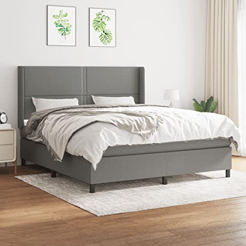 Massbinet Modisch Polsterbett mit Matratzentopper Einzelbett Topper Federmatratze Bett für Schlafzimmer Boxspringbett mit Matratze Dunkelgrau 160x200 cm Stoff Massbinet Modisch Polsterbett mit Matratzentopper Einzelbett Topper Federmatratze Bett für Schlafzimmer Boxspringbett mit Matratze Dunkelgrau 160x200 cm Stoff von Massbinet