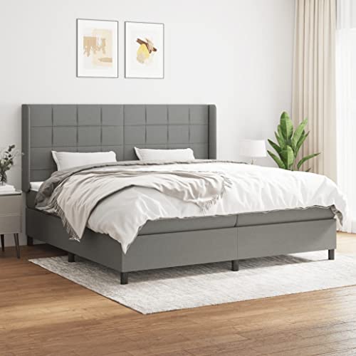 Massbinet Modisch Polsterbett mit Matratzentopper Einzelbett Topper Federmatratze Bett für Schlafzimmer Boxspringbett mit Matratze Dunkelgrau 200x200 cm Stoff Massbinet Modisch Polsterbett mit Matratzentopper Einzelbett Topper Federmatratze Bett für Schlafzimmer Boxspringbett mit Matratze Dunkelgrau 200x200 cm Stoff von Massbinet