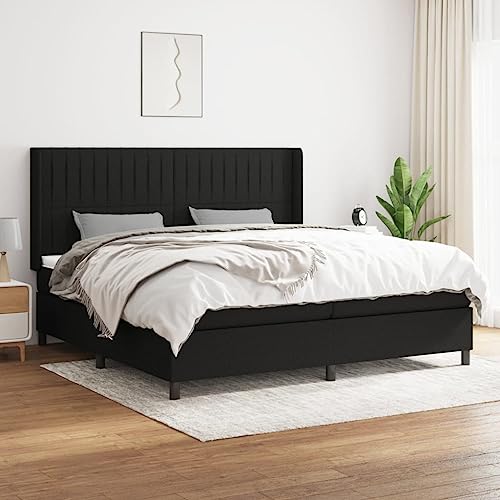 Massbinet Modisch Polsterbett mit Matratzentopper Einzelbett Topper Federmatratze Bett für Schlafzimmer Boxspringbett mit Matratze Schwarz 200x200 cm Stoff Massbinet Modisch Polsterbett mit Matratzentopper Einzelbett Topper Federmatratze Bett für Schlafzimmer Boxspringbett mit Matratze Schwarz 200x200 cm Stoff von Massbinet
