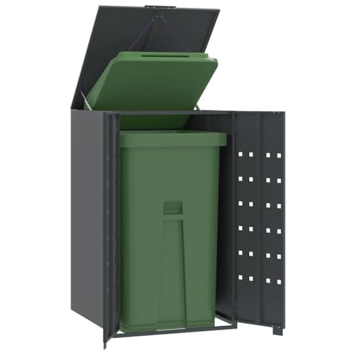 Massbinet Mülltonnenbox für 1 Tonne Anthrazit 69x79x117 cm Stahl Leichtgewichtige Behälter von Massbinet
