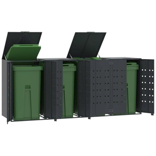 Massbinet Mülltonnenbox für 4 Tonnen Anthrazit 276x79x117 cm Stahl Behälter mit pneumatischem Federdeckel Massbinet Mülltonnenbox für 4 Tonnen Anthrazit 276x79x117 cm Stahl Behälter mit pneumatischem Federdeckel von Massbinet