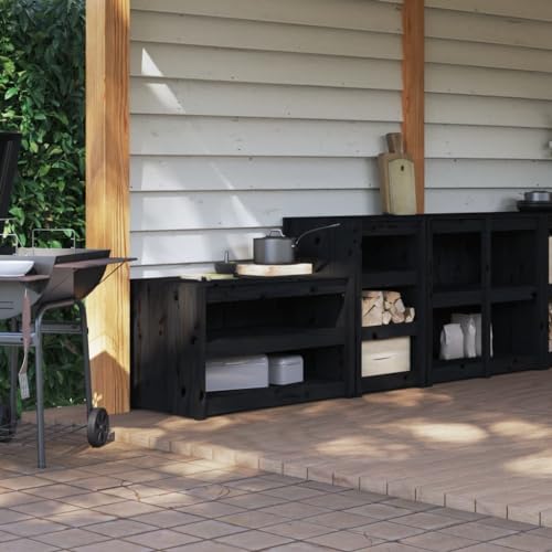 Massbinet Outdoor-Küchenschränke 2 STK. Schwarz Massivholz Kiefer Massivholzschränke für den Außenbereich Massbinet Outdoor-Küchenschränke 2 STK. Schwarz Massivholz Kiefer Massivholzschränke für den Außenbereich von Massbinet