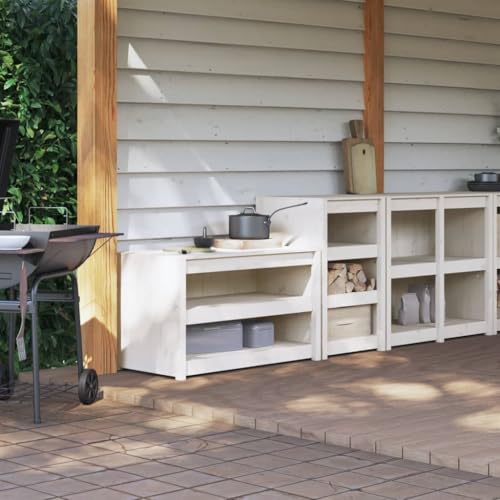 Massbinet Outdoor-Küchenschränke 2 STK. Weiß Massivholz Kiefer Massivholzschränke für den Außenbereich Massbinet Outdoor-Küchenschränke 2 STK. Weiß Massivholz Kiefer Massivholzschränke für den Außenbereich von Massbinet