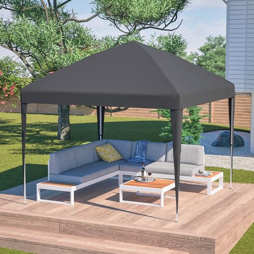 Massbinet Pavillon 3x3m Pop-up, höhenverstellbar Faltpavillon Gartenpavillon mit 4 Sandsäcke & Tragetasche (Schwarz) von Massbinet