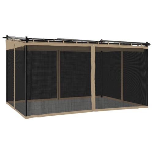 Massbinet Pavillon mit Netzwänden Taupe 4x3 m Stahl von Massbinet