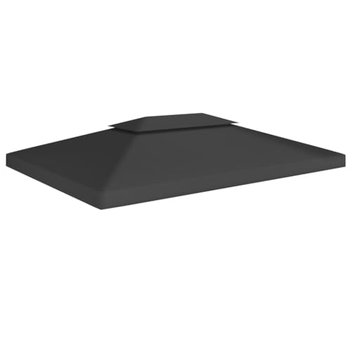 Massbinet Pavillondach Faltpavillon Sturmfest Partyzelt Ersatzbezug Top Abdeckung Baldachin Pavillon-Dachplane mit Kaminabzug 310 g/m² 4x3 m Schwarz von Massbinet