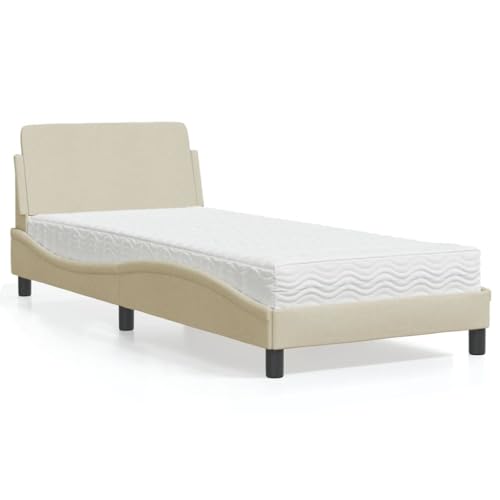 Massbinet Polsterbett Doppelbett mit Matratze Bettgestell Jugendbett Bett mit Lattenrost Einfache Montage Dover Creme 90x200 cm Stoff Massbinet Polsterbett Doppelbett mit Matratze Bettgestell Jugendbett Bett mit Lattenrost Einfache Montage Dover Creme 90x200 cm Stoff von Massbinet
