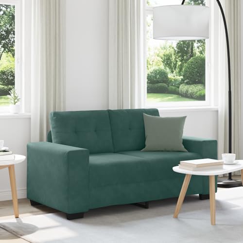 Massbinet Polstersofa Fernsehsessel Stoffsofa Sitzmöbel mit Kissen Zweisitzer-Sofa Dunkelgrün 120 cm Samt von Massbinet