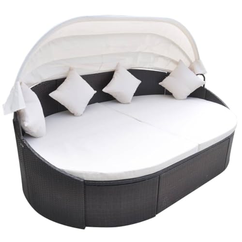 Massbinet Poly Rattan Braun Home Outdoor Lounge Bett mit Topp von Massbinet