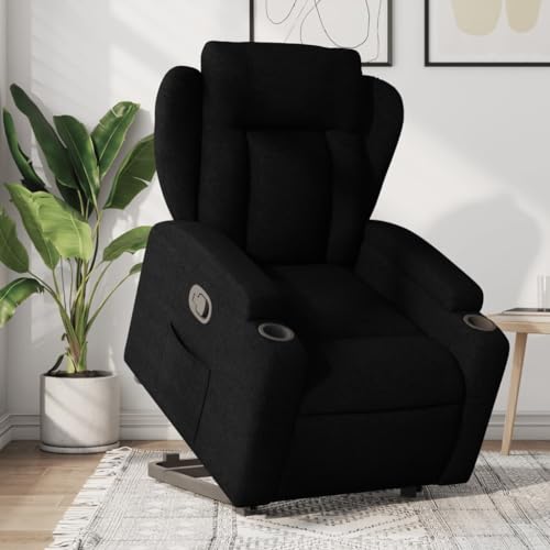 Massbinet Relaxsessel mit Liegefunktion TV Sessel Liegesessel Einzelsofa Gepolsterter Lesesessel mit Rückenlehne und Geeignet für Schlafzimmer Wohnzimmer Schwarz Stoff von Massbinet
