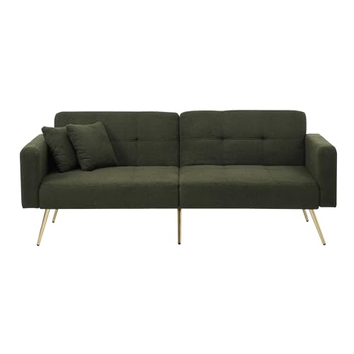 Massbinet Schlafsofa mit Bettfunktion verstellbarem Winkel goldenen Beinen mit Kissen und seitlichen Aufbewahrungstaschen Antikbronze Massbinet Schlafsofa mit Bettfunktion verstellbarem Winkel goldenen Beinen mit Kissen und seitlichen Aufbewahrungstaschen Antikbronze von Massbinet