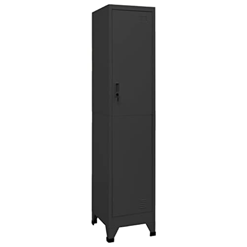 Massbinet Schließfachschrank Aktenschrank Mehrzweckschrank Stahl Aufbewahrungsschrank Anthrazit 38x45x180 cm Stahl mit 1 Schließfach von Massbinet