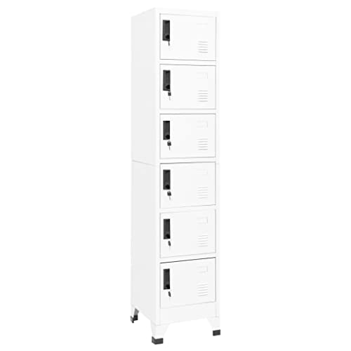 Massbinet Schließfachschrank Aktenschrank Mehrzweckschrank Stahl Aufbewahrungsschrank Weiß 38x40x180 cm Stahl mit 6 Schließfächern von Massbinet
