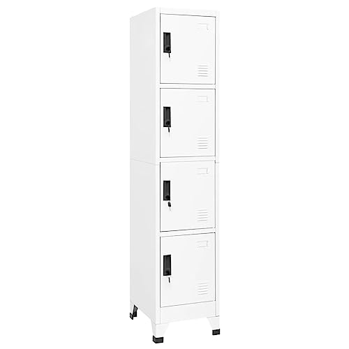 Massbinet Schließfachschrank Aktenschrank Mehrzweckschrank Stahl Aufbewahrungsschrank Weiß 38x45x180 cm Stahl mit 4 Schließfächern von Massbinet