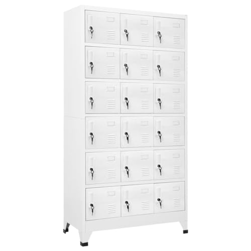 Massbinet Schließfachschrank mit 18 Fächern Metall 90x40x180 cm Multifunktionaler Aktenschrank Werkzeugschrank für Wohnzimmer Schlafzimmer Arbeitszimmer von Massbinet