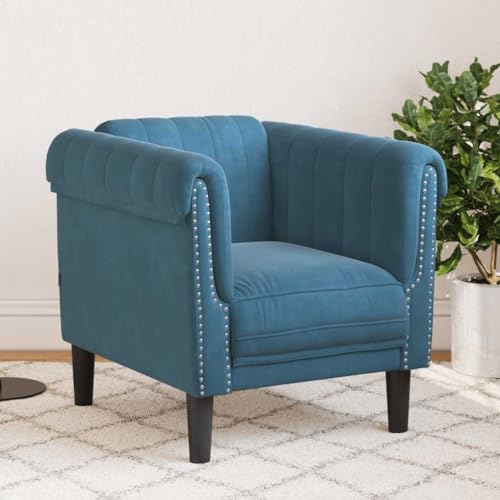 Massbinet Sessel Blau Samt Schlafsofa Klappbar Gästesofa mit Schlaffunktion von Massbinet