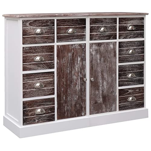 Massbinet Sideboard mit 10 Schubladen Braun 113x30x79 cm Holz Kommode Schubladenschrank Beistellschrank von Massbinet