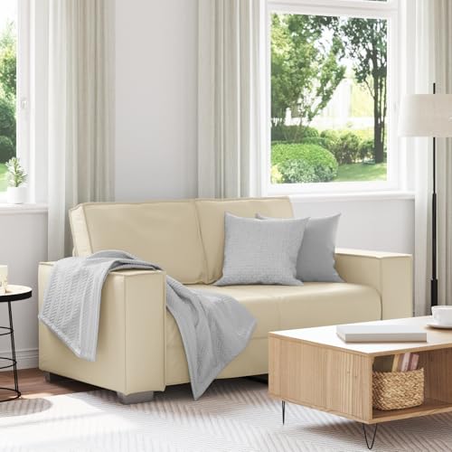 Massbinet Sofa 2-Sitzer Creme 120 cm Kunstleder Kleines Sofa MiniSofa für Wohnzimmer von Massbinet