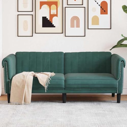 Massbinet Sofa 2-Sitzer Dunkelgrün Samt Moderner Gepolsterter Akzentstuhl mit Kissen von Massbinet