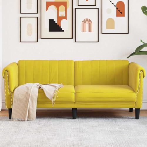 Massbinet Sofa 2-Sitzer Gelb Samt Moderner Gepolsterter Akzentstuhl mit Kissen Massbinet Sofa 2-Sitzer Gelb Samt Moderner Gepolsterter Akzentstuhl mit Kissen von Massbinet
