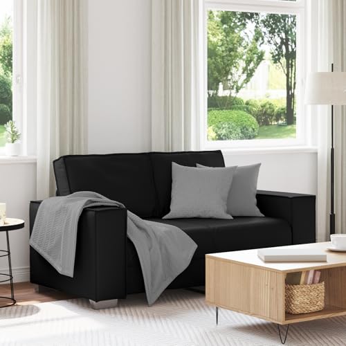 Massbinet Sofa 2-Sitzer Schwarz 120 cm Kunstleder Couch mit Breite Armlehnen für Wohnzimmer Spielzimmer von Massbinet