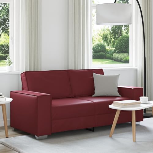 Massbinet Sofa 2-Sitzer Weinrot 140 cm Kunstleder Couch für Wohnzimmer Schlafzimmer Büro von Massbinet