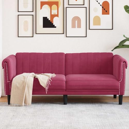 Massbinet Sofa 2-Sitzer Weinrot Samt Schlafsofa Klappbar Gästesofa mit Schlaffunktion von Massbinet