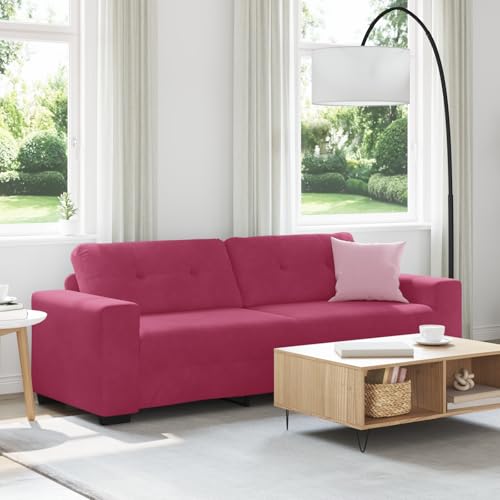 Massbinet Sofa 3-Sitzer Weinrot 180 cm Samt Stoffsofa Polstersofa Doppelsofa Sitzmöbel von Massbinet