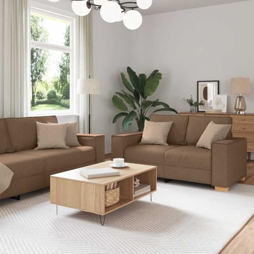 Massbinet Sofa 3 sitzer und 2 sitzer Braun Stoff von Massbinet