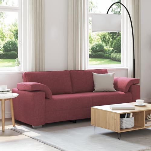 Massbinet Sofa Polstersofa mit Rückenlehnen für Schlafzimmer Sofa 3-Sitzer Weinrot 178 cm Stoff von Massbinet