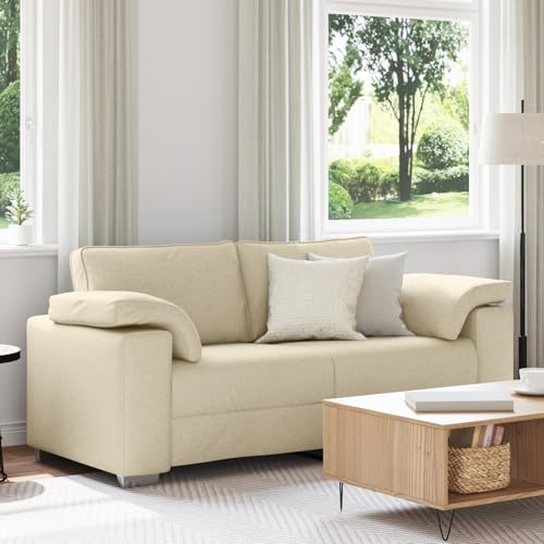 Massbinet Sofa mit Schlaffunktion Sofabett aus Samtstoff Sofa 2-Sitzer Creme 140 cm Stoff Massbinet Sofa mit Schlaffunktion Sofabett aus Samtstoff Sofa 2-Sitzer Creme 140 cm Stoff von Massbinet