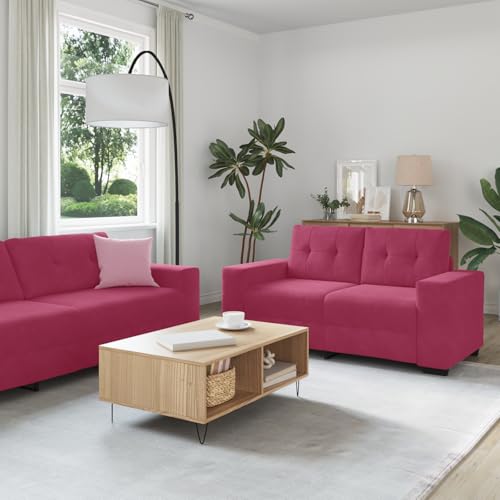 Massbinet Sofas mit Schlaffunktion Kleine Schlafcouch 3-TLG. Sofagarnitur mit Kissen Weinrot Samt Massbinet Sofas mit Schlaffunktion Kleine Schlafcouch 3-TLG. Sofagarnitur mit Kissen Weinrot Samt von Massbinet