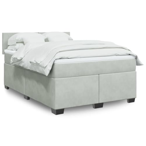 Massbinet Stilvoll Polsterbett Doppelbett Kopfteil Moderen Bettgestell mit Lattenrost Boxspringbett mit Matratze Hellgrau 140x200 cm Samt Massbinet Stilvoll Polsterbett Doppelbett Kopfteil Moderen Bettgestell mit Lattenrost Boxspringbett mit Matratze Hellgrau 140x200 cm Samt von Massbinet