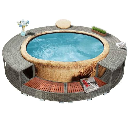 Massbinet Summer Frame Pool Whirlpool-Umrandung Grau Poly Rattan rund, Rattan-Optik Massbinet Summer Frame Pool Whirlpool-Umrandung Grau Poly Rattan rund, Rattan-Optik von Massbinet