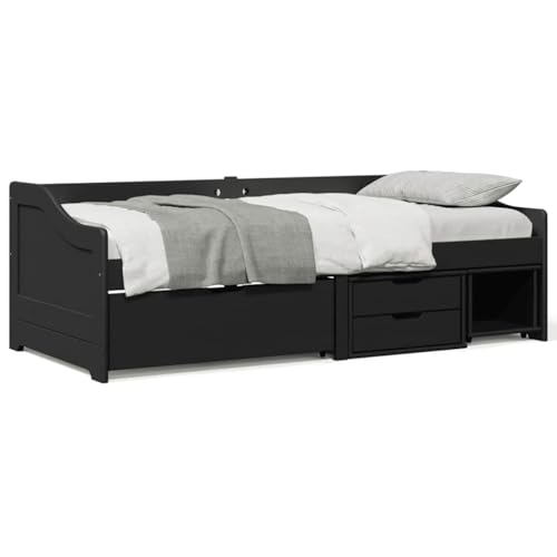 Massbinet Tagesbett mit 3 Schubladen ohne Matratze iRun Schwarz 90x200cm hochwertiges Bettgestell Bettrahmen mit Bettkopf von Massbinet